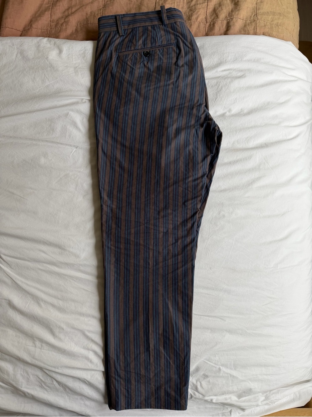 Y2K Marc By Marc Jacobs Men's Brown and Blue Striped Dress Pants